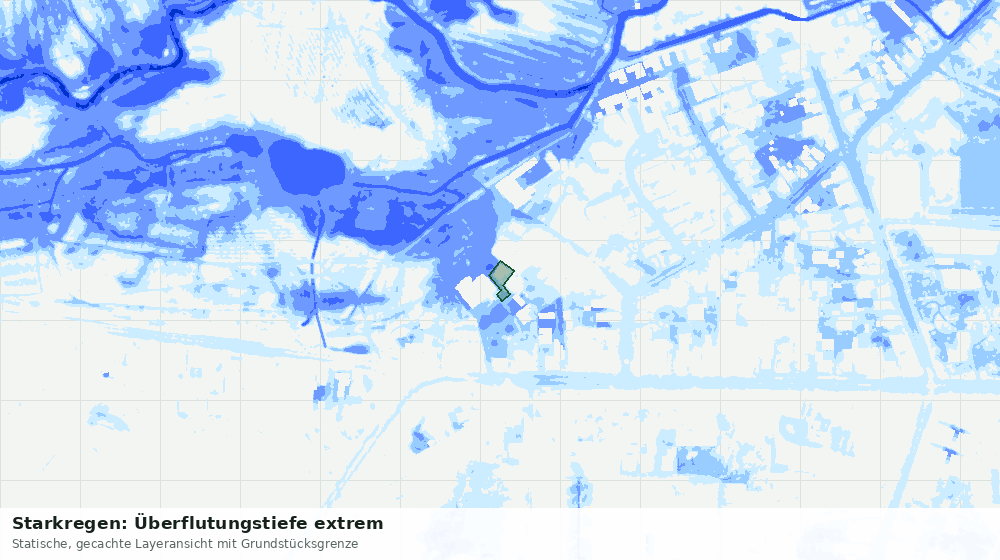 Statische Kartenansicht: Starkregen: Überflutungstiefe extrem