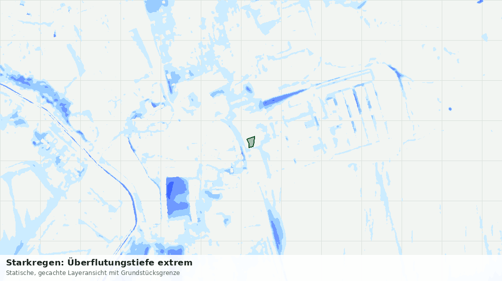 Statische Kartenansicht: Starkregen: Überflutungstiefe extrem