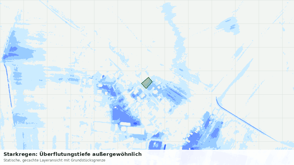 Statische Kartenansicht: Starkregen: Überflutungstiefe außergewöhnlich