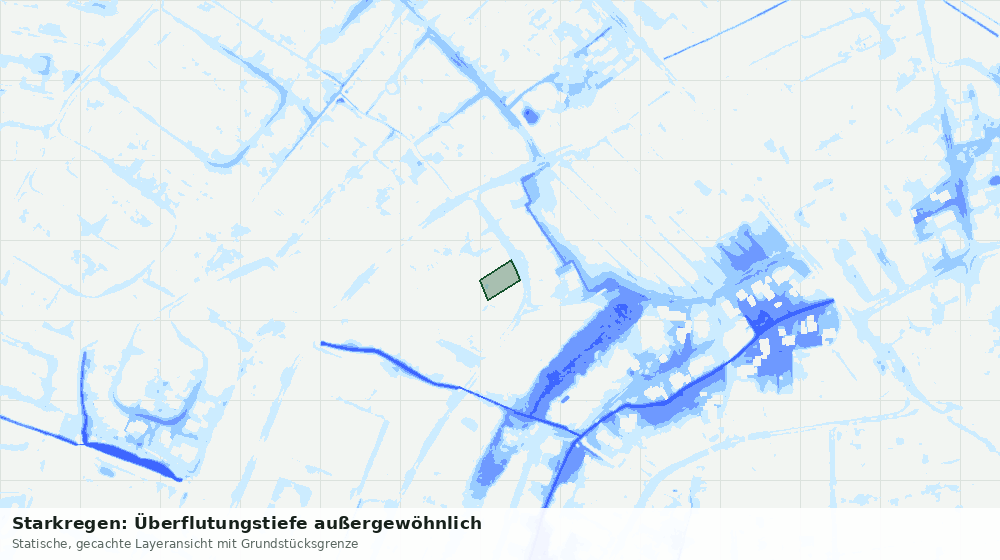 Statische Kartenansicht: Starkregen: Überflutungstiefe außergewöhnlich