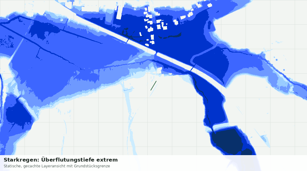 Statische Kartenansicht: Starkregen: Überflutungstiefe extrem