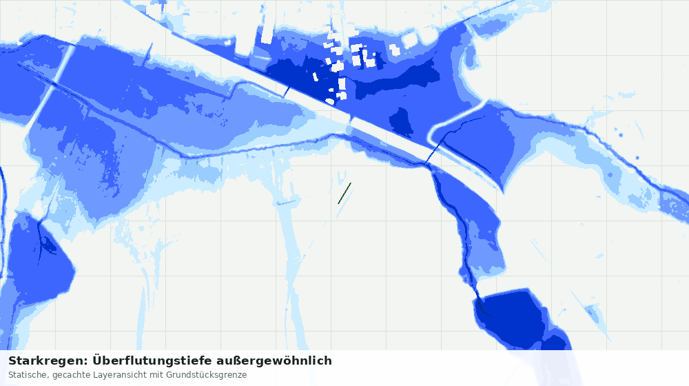Statische Kartenansicht: Starkregen: Überflutungstiefe außergewöhnlich