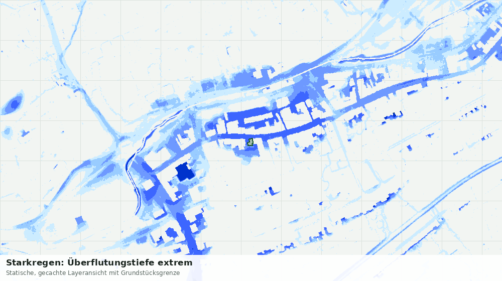 Statische Kartenansicht: Starkregen: Überflutungstiefe extrem