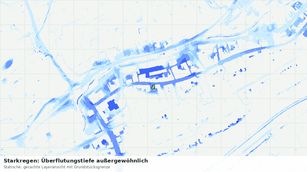 Statische Kartenansicht: Starkregen: Überflutungstiefe außergewöhnlich