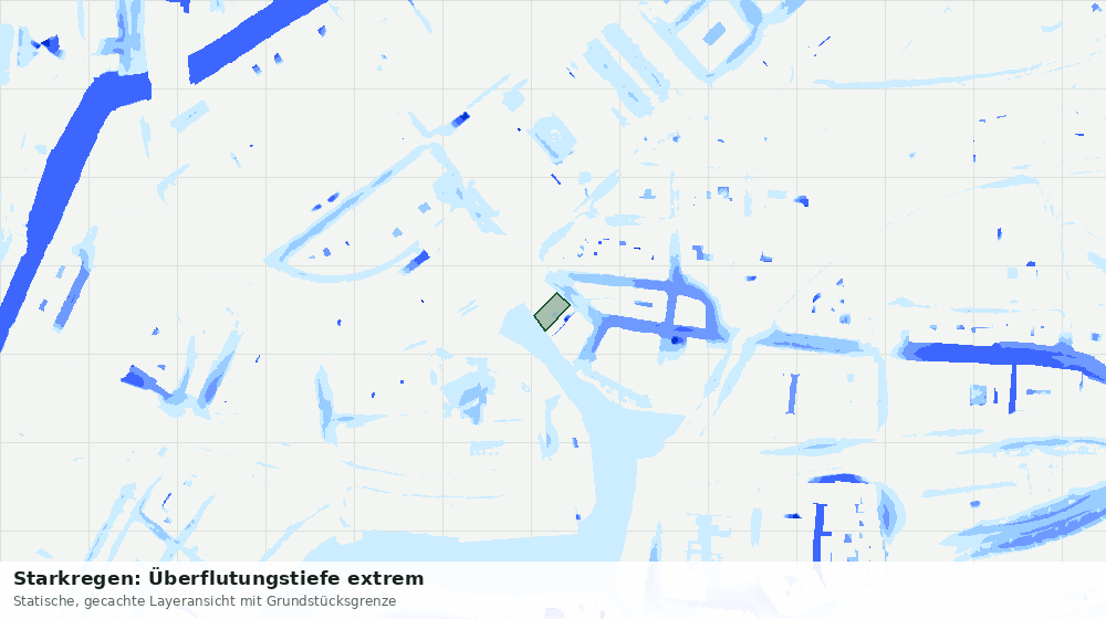 Statische Kartenansicht: Starkregen: Überflutungstiefe extrem