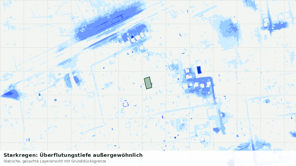 Statische Kartenansicht: Starkregen: Überflutungstiefe außergewöhnlich