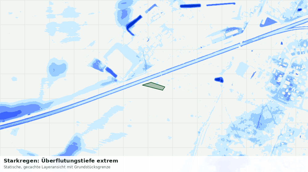 Statische Kartenansicht: Starkregen: Überflutungstiefe extrem