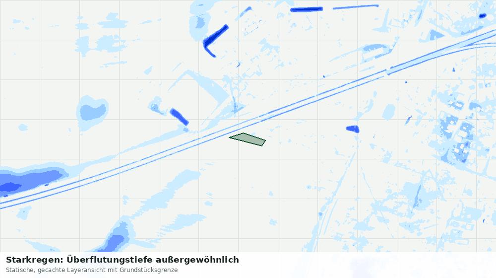 Statische Kartenansicht: Starkregen: Überflutungstiefe außergewöhnlich