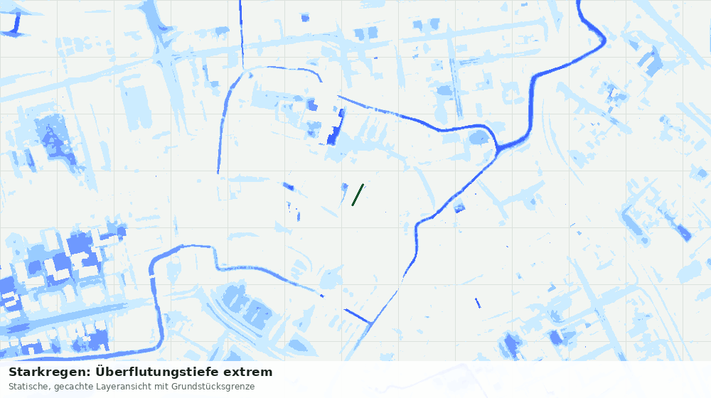 Statische Kartenansicht: Starkregen: Überflutungstiefe extrem