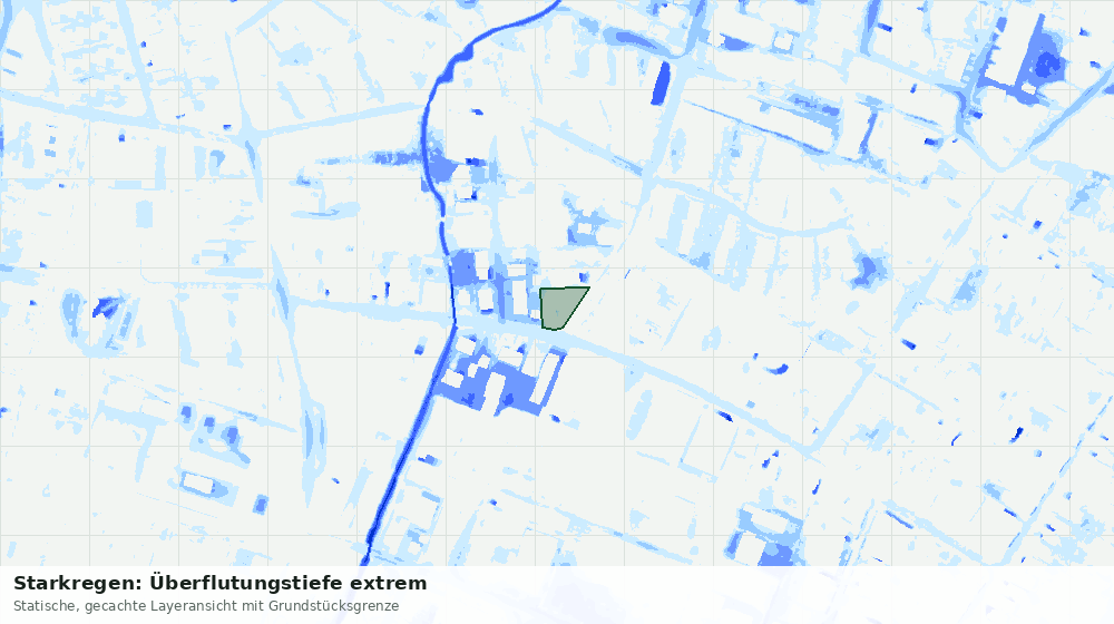 Statische Kartenansicht: Starkregen: Überflutungstiefe extrem