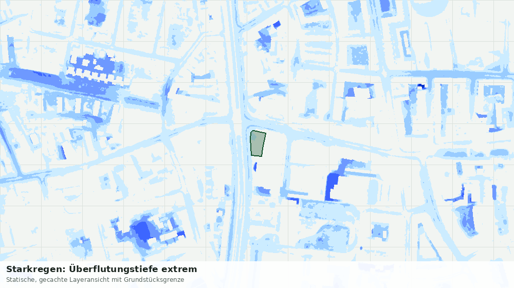 Statische Kartenansicht: Starkregen: Überflutungstiefe extrem