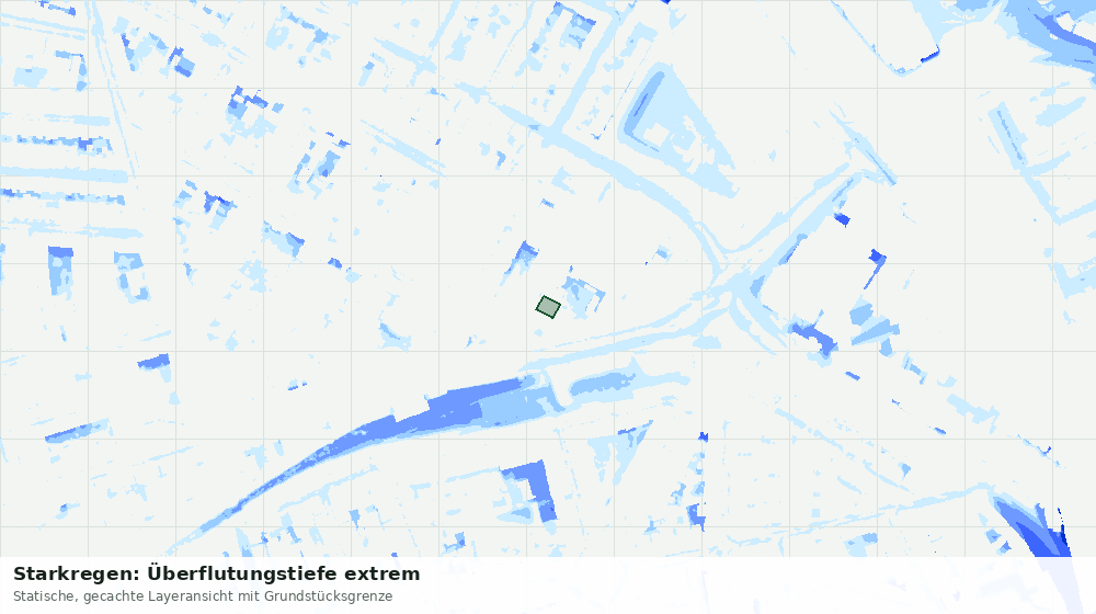 Statische Kartenansicht: Starkregen: Überflutungstiefe extrem