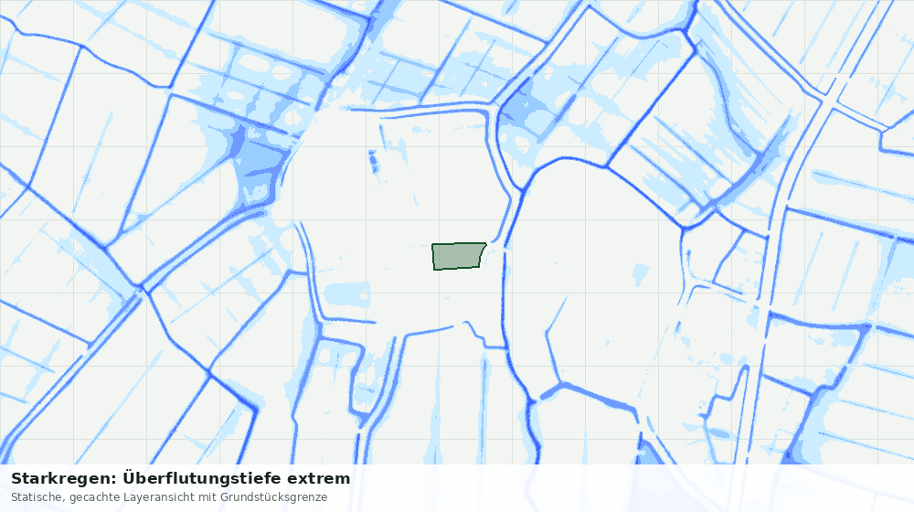 Statische Kartenansicht: Starkregen: Überflutungstiefe extrem