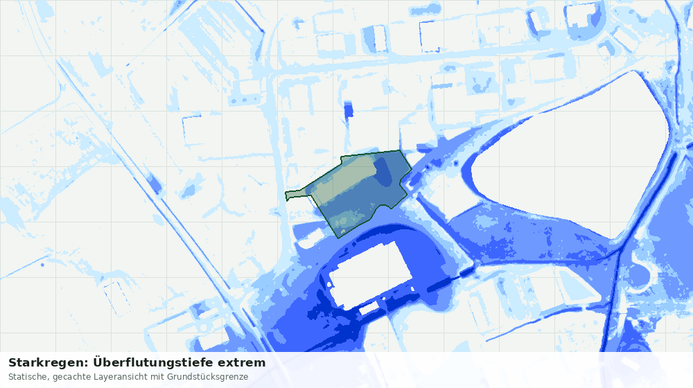 Statische Kartenansicht: Starkregen: Überflutungstiefe extrem