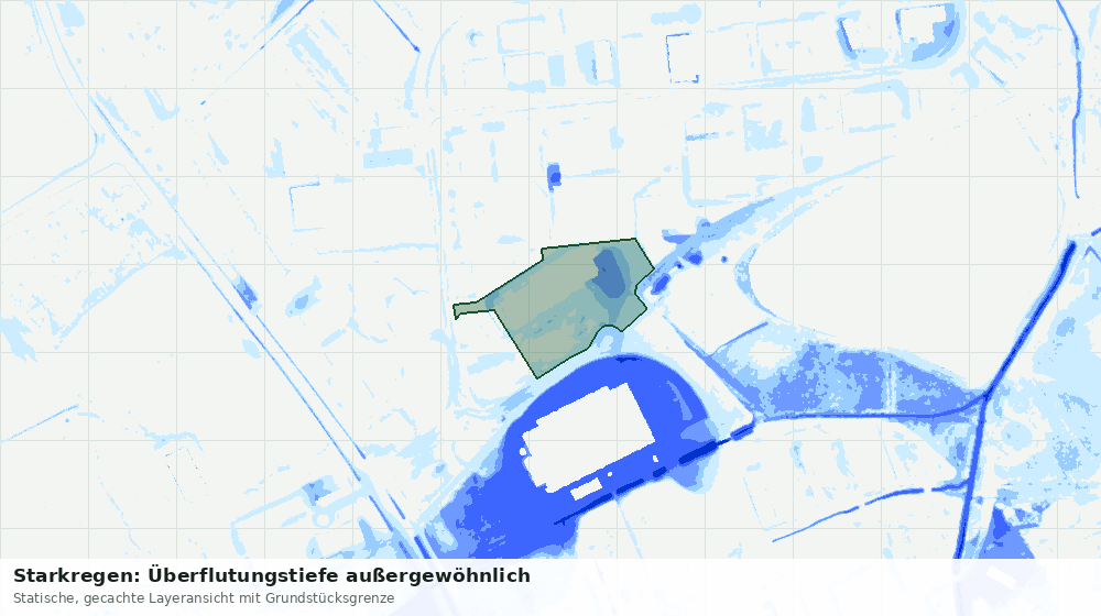 Statische Kartenansicht: Starkregen: Überflutungstiefe außergewöhnlich