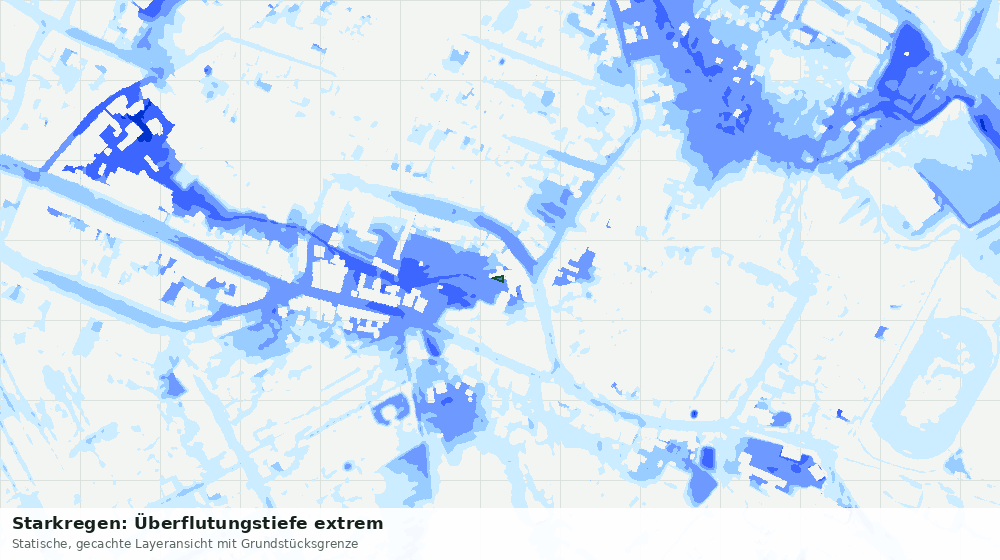 Statische Kartenansicht: Starkregen: Überflutungstiefe extrem