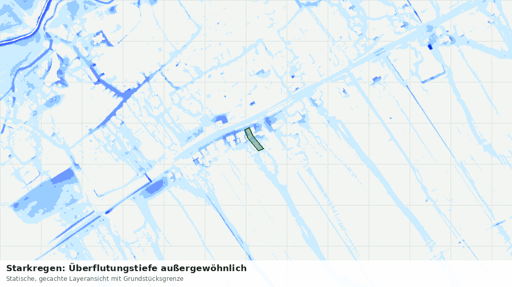 Statische Kartenansicht: Starkregen: Überflutungstiefe außergewöhnlich