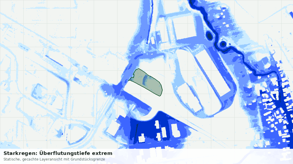 Statische Kartenansicht: Starkregen: Überflutungstiefe extrem