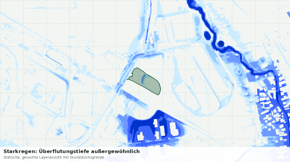 Statische Kartenansicht: Starkregen: Überflutungstiefe außergewöhnlich