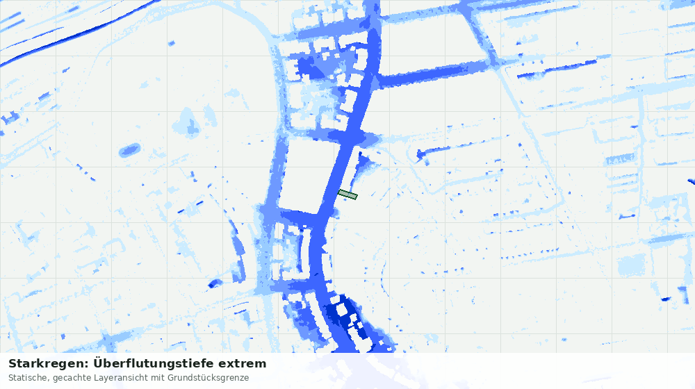Statische Kartenansicht: Starkregen: Überflutungstiefe extrem