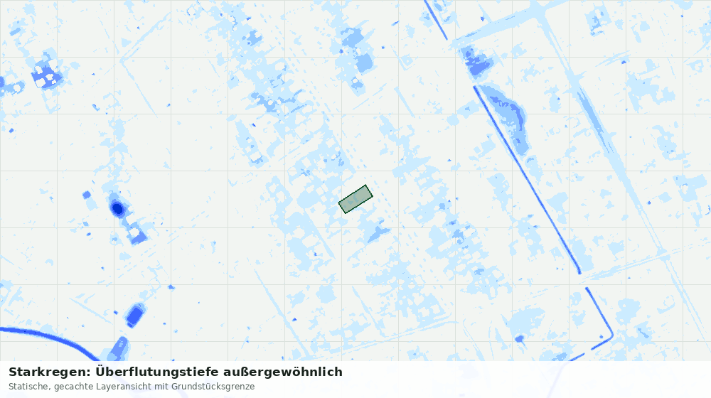 Statische Kartenansicht: Starkregen: Überflutungstiefe außergewöhnlich