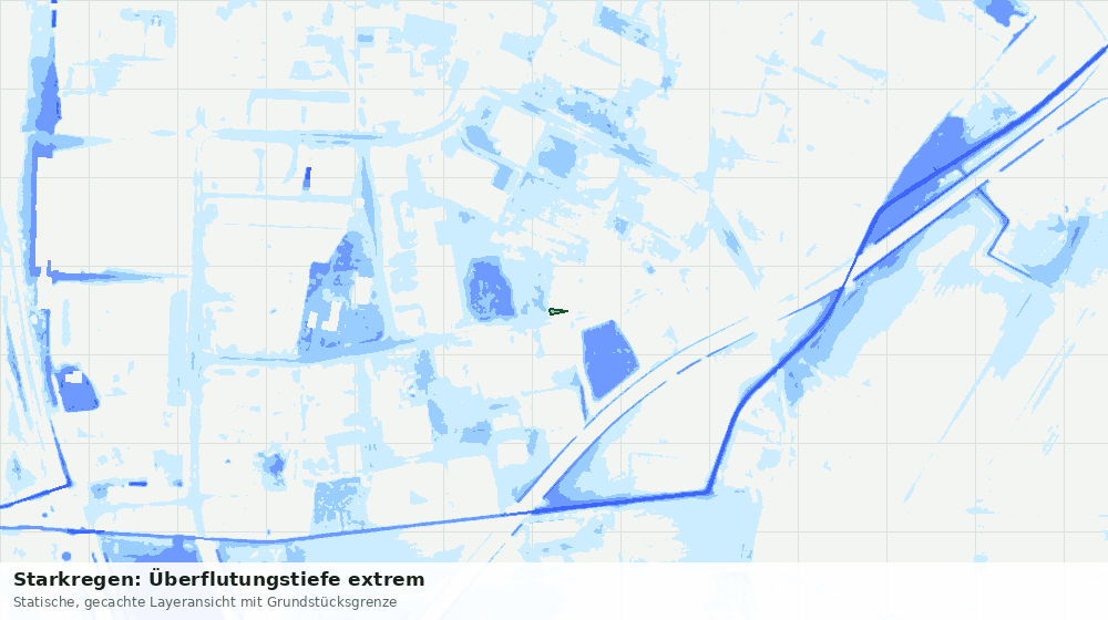 Statische Kartenansicht: Starkregen: Überflutungstiefe extrem