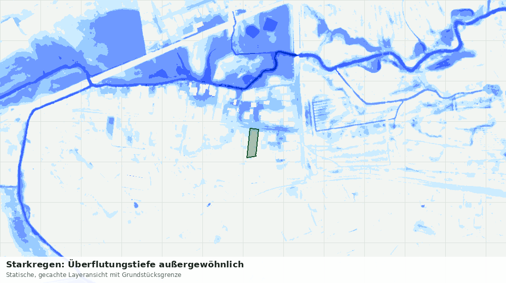 Statische Kartenansicht: Starkregen: Überflutungstiefe außergewöhnlich
