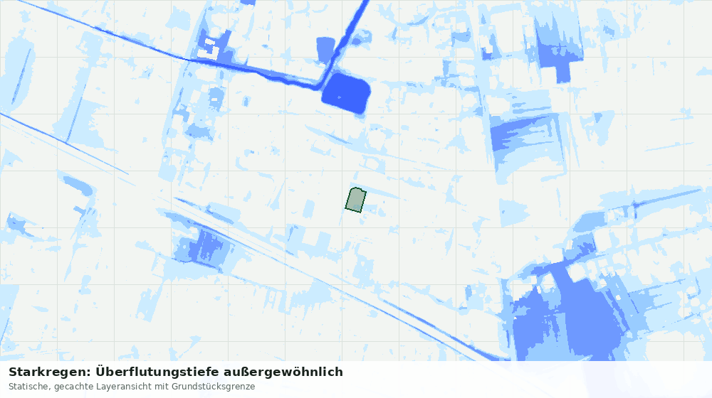 Statische Kartenansicht: Starkregen: Überflutungstiefe außergewöhnlich