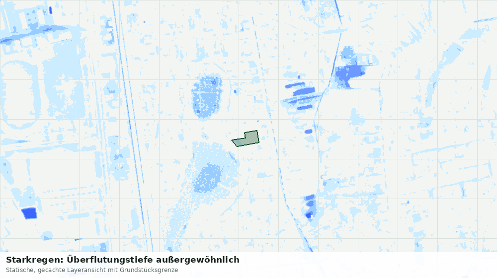 Statische Kartenansicht: Starkregen: Überflutungstiefe außergewöhnlich