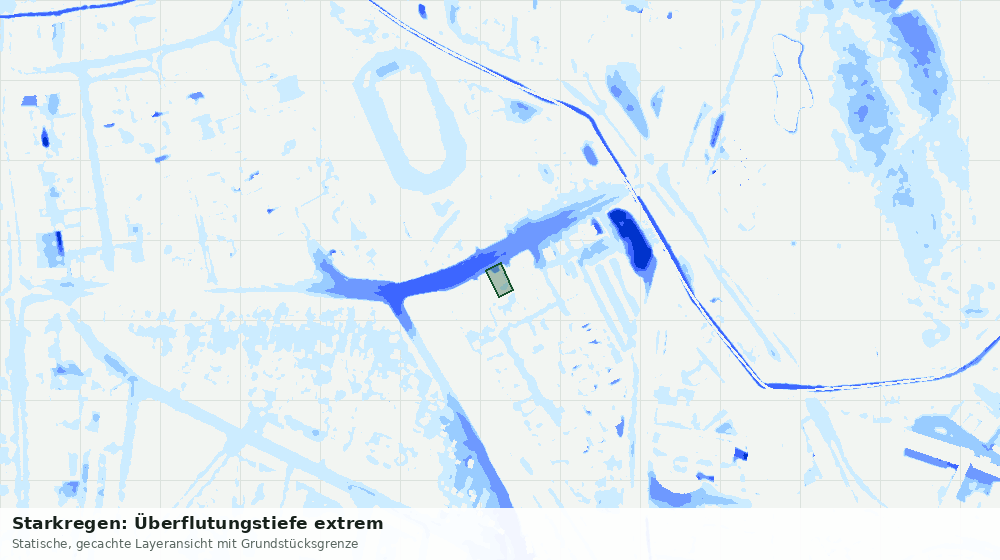 Statische Kartenansicht: Starkregen: Überflutungstiefe extrem