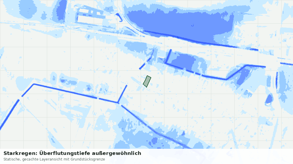 Statische Kartenansicht: Starkregen: Überflutungstiefe außergewöhnlich