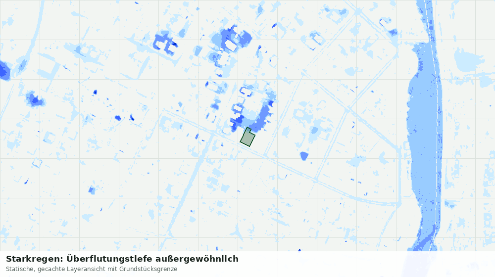 Statische Kartenansicht: Starkregen: Überflutungstiefe außergewöhnlich
