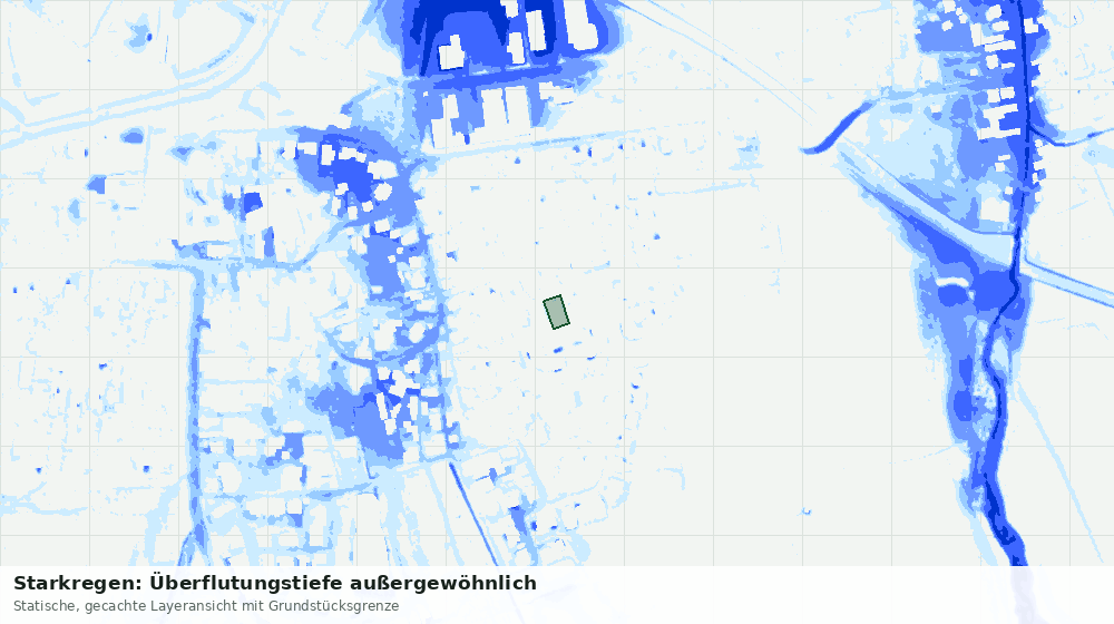 Statische Kartenansicht: Starkregen: Überflutungstiefe außergewöhnlich