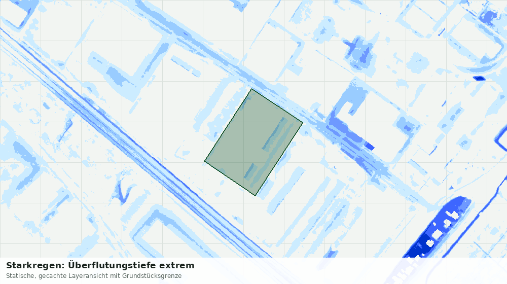 Statische Kartenansicht: Starkregen: Überflutungstiefe extrem