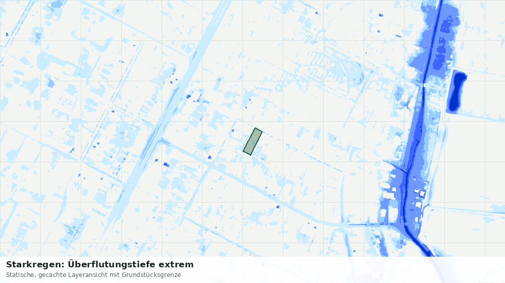 Statische Kartenansicht: Starkregen: Überflutungstiefe extrem