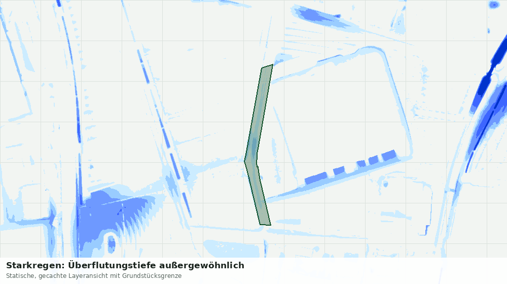 Statische Kartenansicht: Starkregen: Überflutungstiefe außergewöhnlich