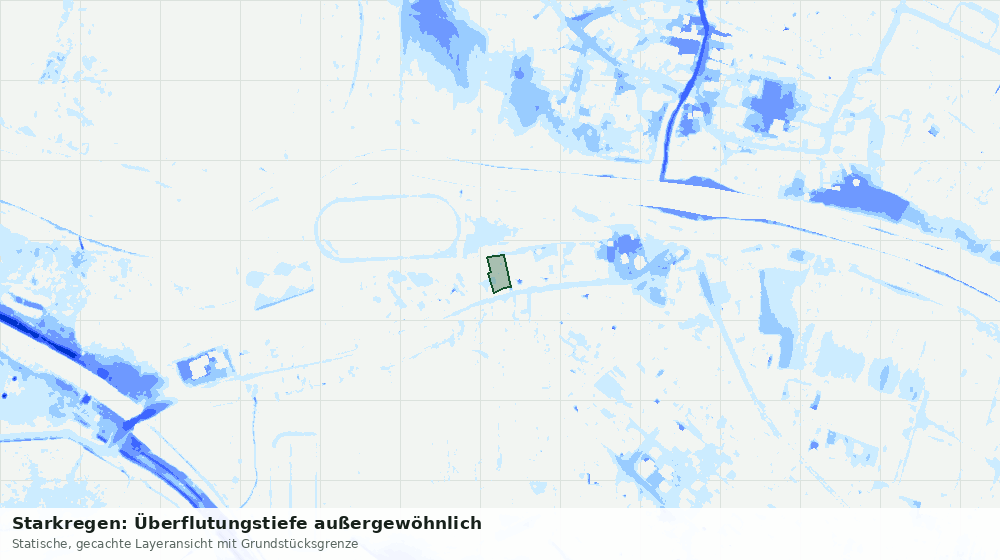 Statische Kartenansicht: Starkregen: Überflutungstiefe außergewöhnlich