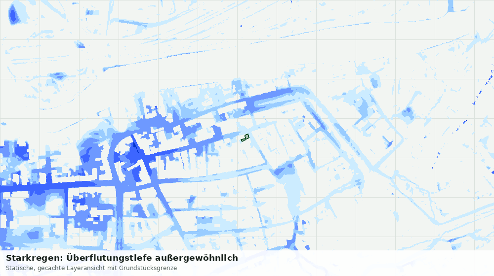 Statische Kartenansicht: Starkregen: Überflutungstiefe außergewöhnlich