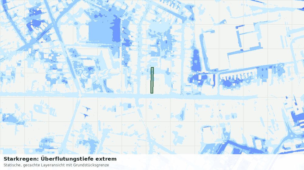 Statische Kartenansicht: Starkregen: Überflutungstiefe extrem