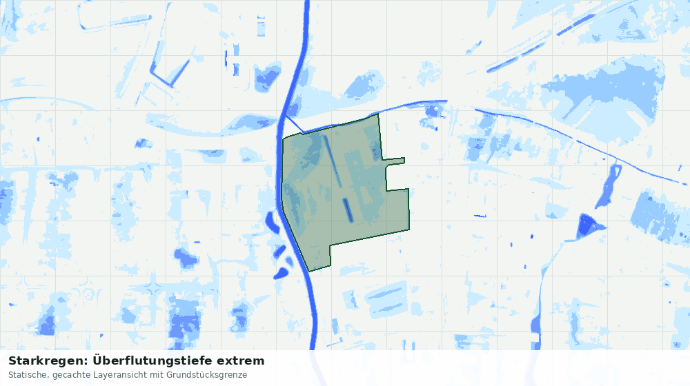 Statische Kartenansicht: Starkregen: Überflutungstiefe extrem