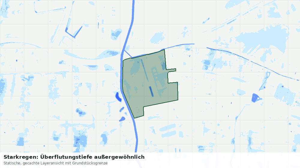 Statische Kartenansicht: Starkregen: Überflutungstiefe außergewöhnlich