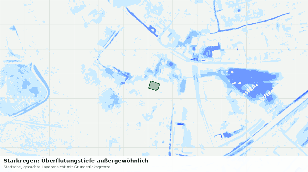Statische Kartenansicht: Starkregen: Überflutungstiefe außergewöhnlich