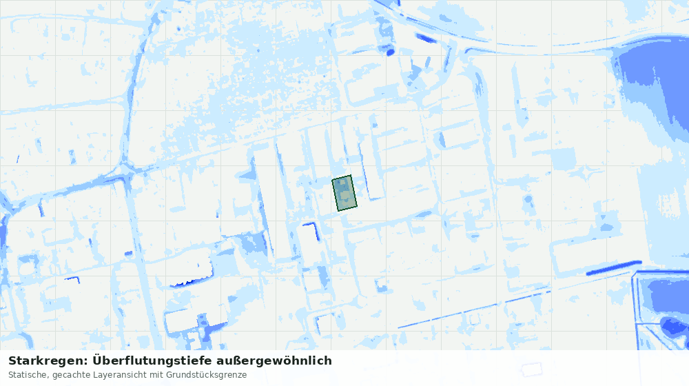 Statische Kartenansicht: Starkregen: Überflutungstiefe außergewöhnlich