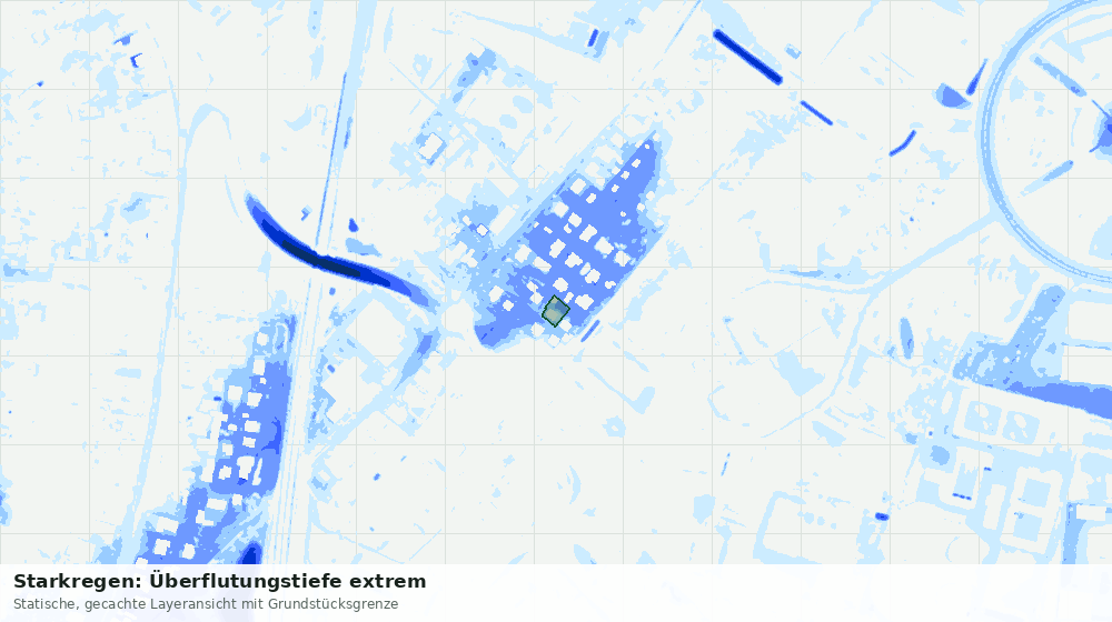 Statische Kartenansicht: Starkregen: Überflutungstiefe extrem