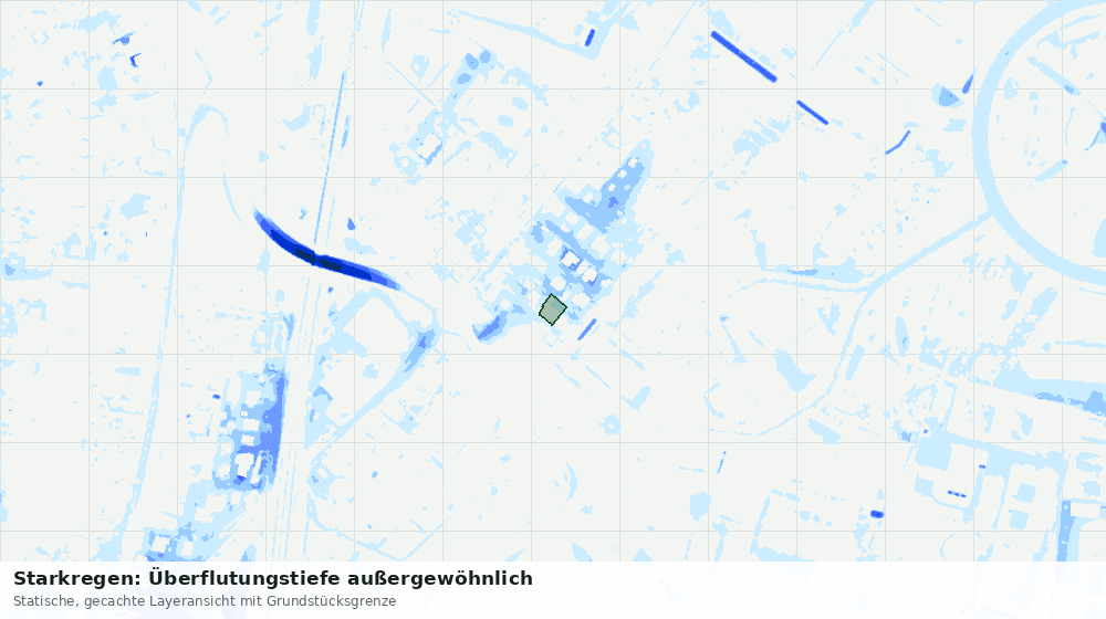 Statische Kartenansicht: Starkregen: Überflutungstiefe außergewöhnlich