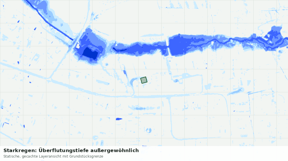 Statische Kartenansicht: Starkregen: Überflutungstiefe außergewöhnlich