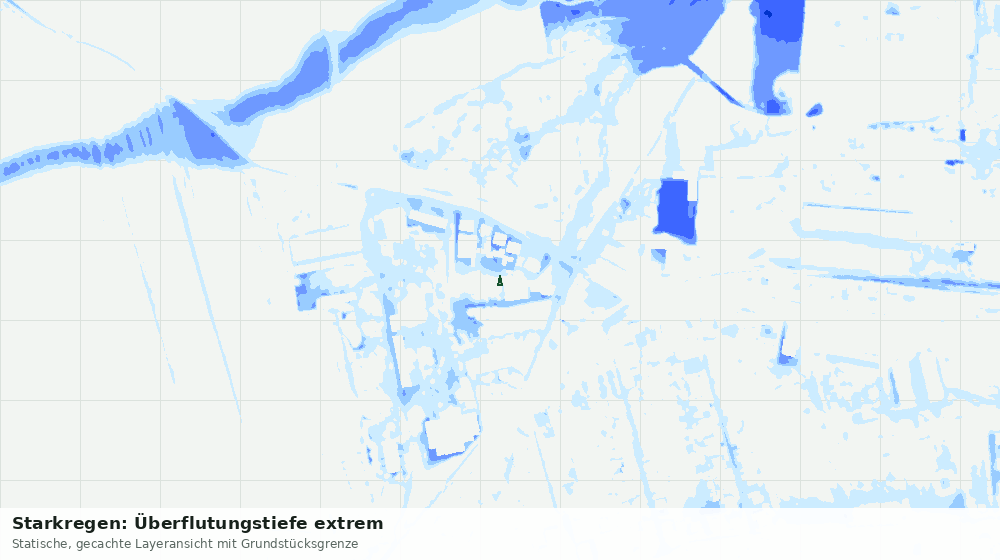 Statische Kartenansicht: Starkregen: Überflutungstiefe extrem