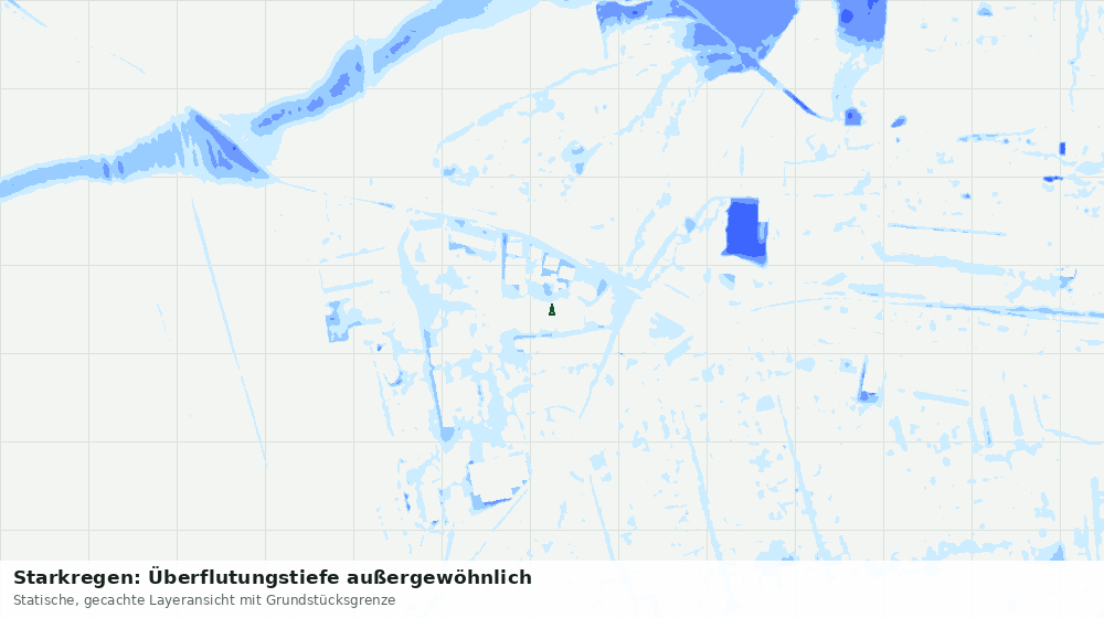 Statische Kartenansicht: Starkregen: Überflutungstiefe außergewöhnlich