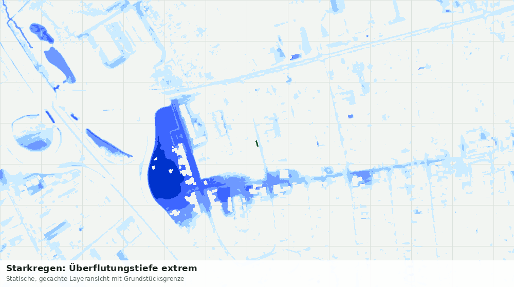 Statische Kartenansicht: Starkregen: Überflutungstiefe extrem