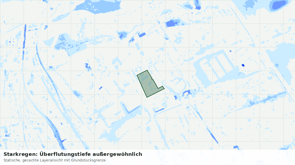 Statische Kartenansicht: Starkregen: Überflutungstiefe außergewöhnlich